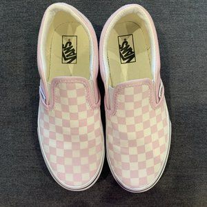 Girl's pink and white checkered Vans, size 3